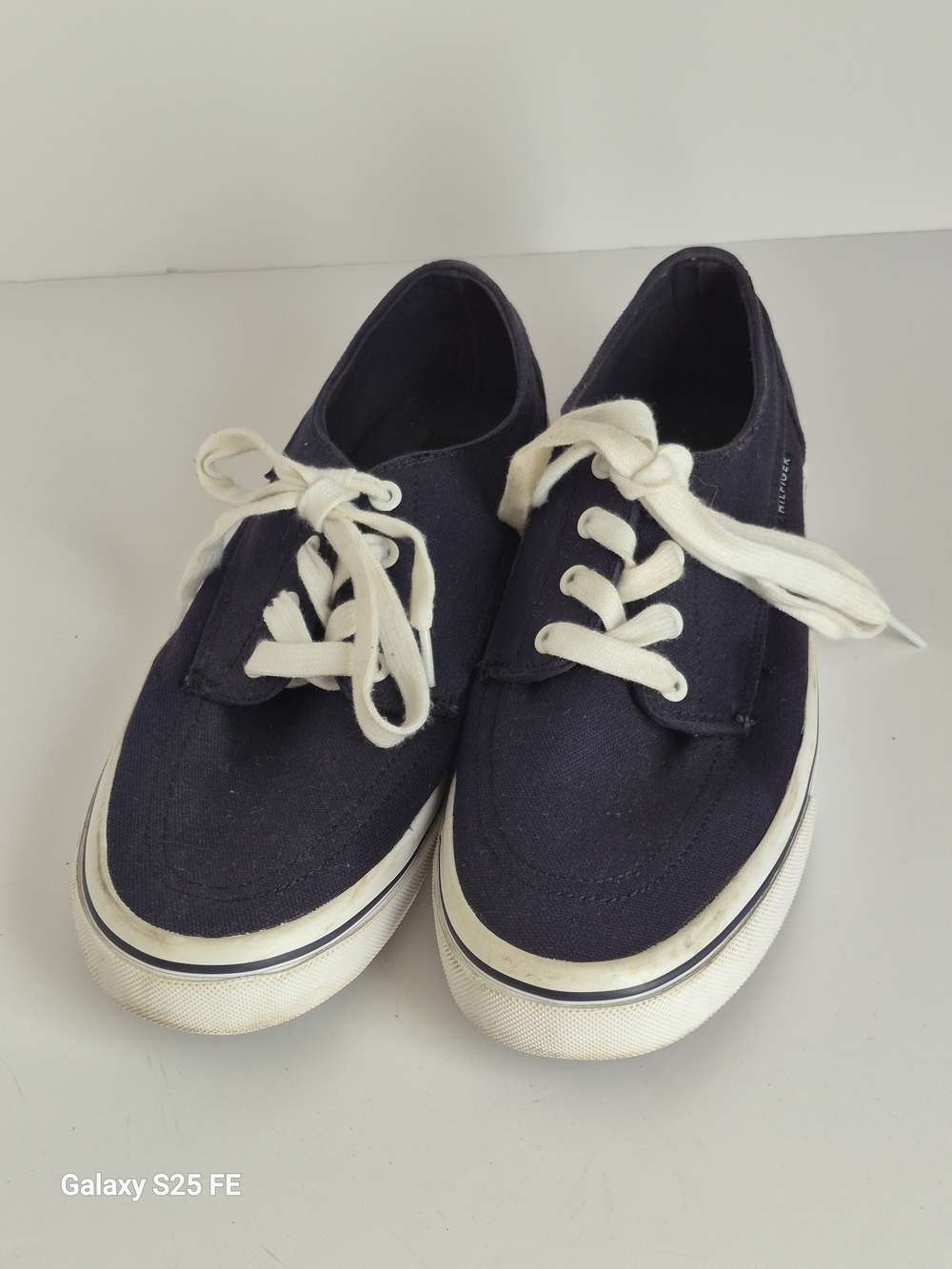 Classic Canvas Lace-Up Sneakers with a Navy Stripe On Soles - Picture 3 of 12